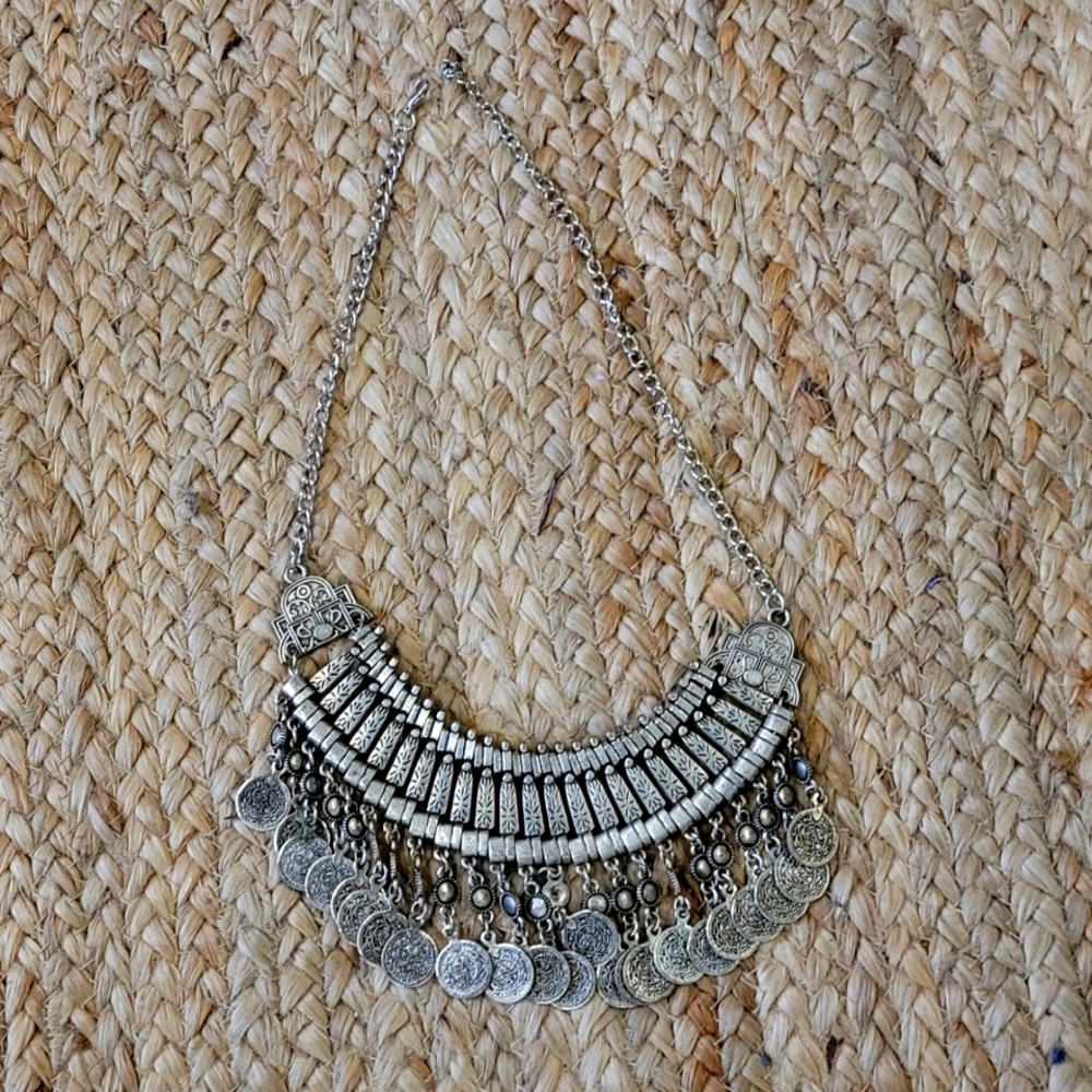 Vintage bellydance style coin necklace,  22 inch